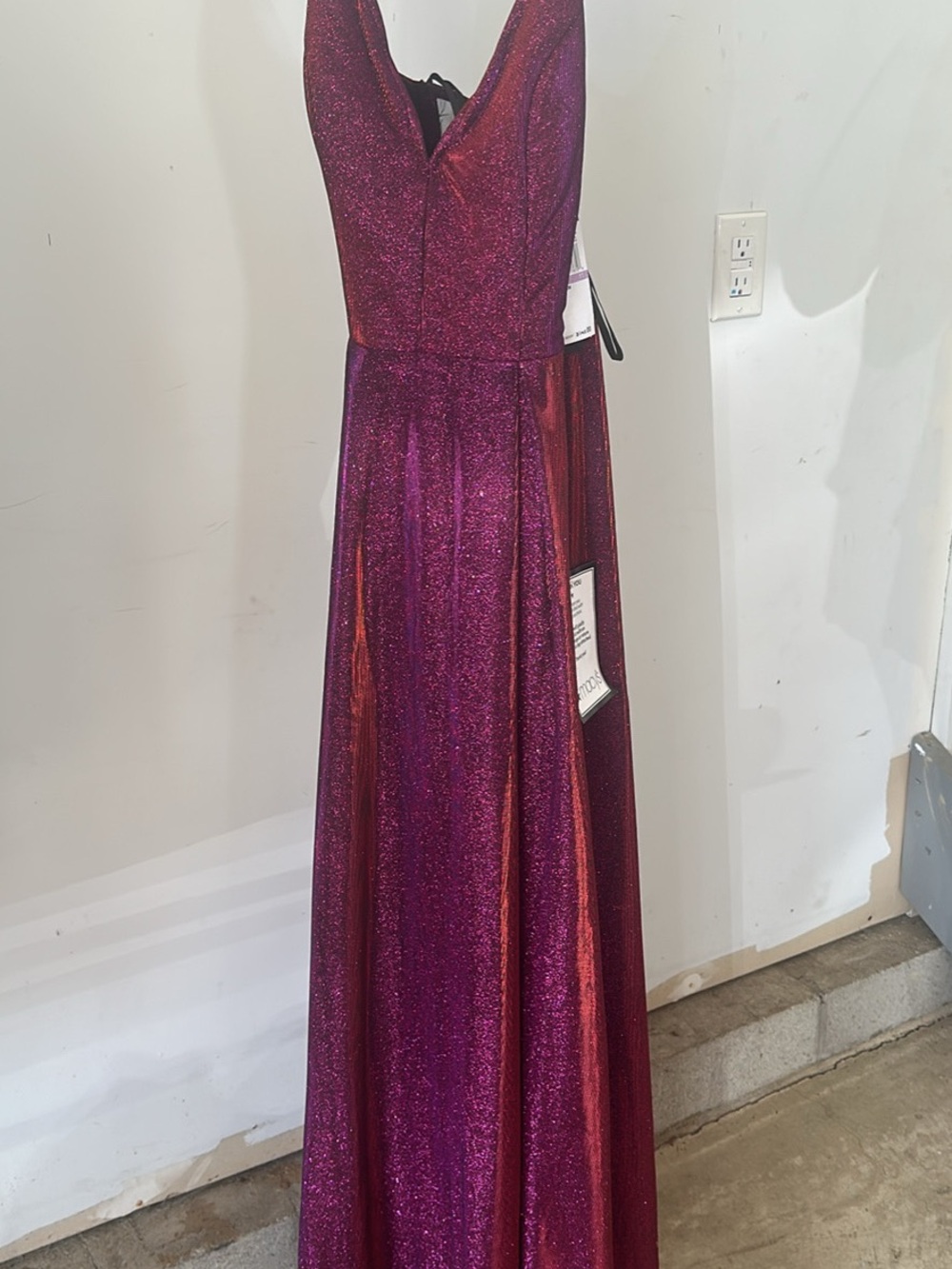 glam Glittering V-Neck Prom Gown in Magenta
